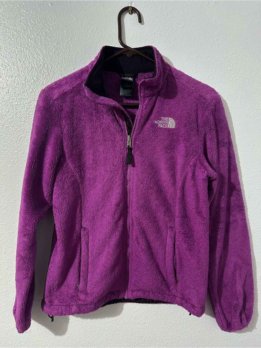 The North Face Women’s Fuchsia Magenta Fleece Full Zip Jacket Sz Small Pockets